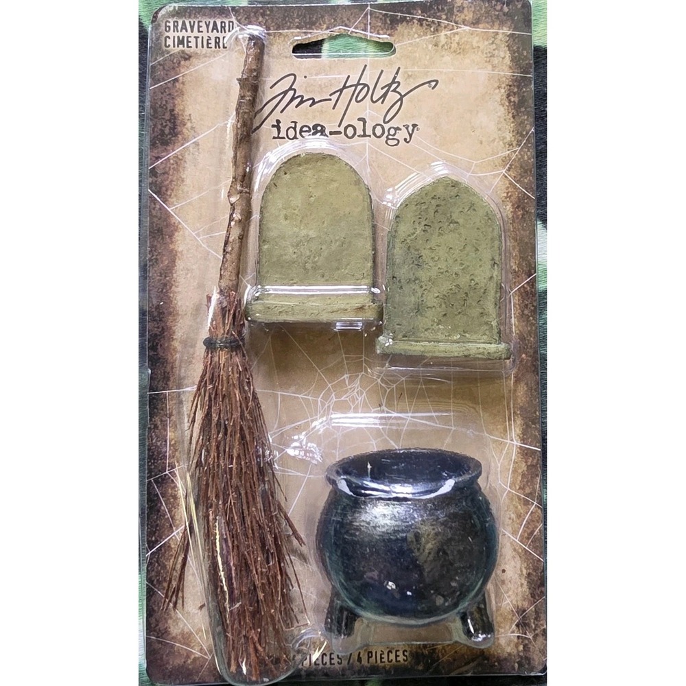 Tim Holtz Graveyard Idea-ology Halloween TH94337 Tombstone Broom Cauldron Witch